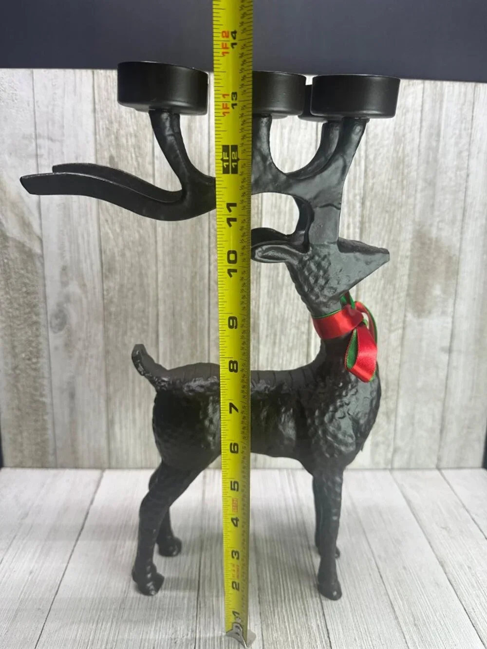 Vtg Christmas Metal Reindeer Votive Tealight Candle Holder Holiday 13.5